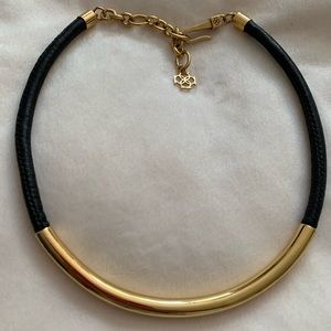 Beautiful Leather and Brass Adjustable Choker Style Necklace